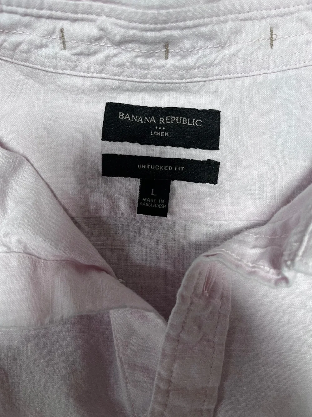 Banana Republic Shirt Mens Large Pale Pink Linen Cotton Untucked  Fit Button Up